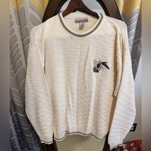 Fieldmaster Cream Crewneck Sweater with Subtle Embroidered duck accents